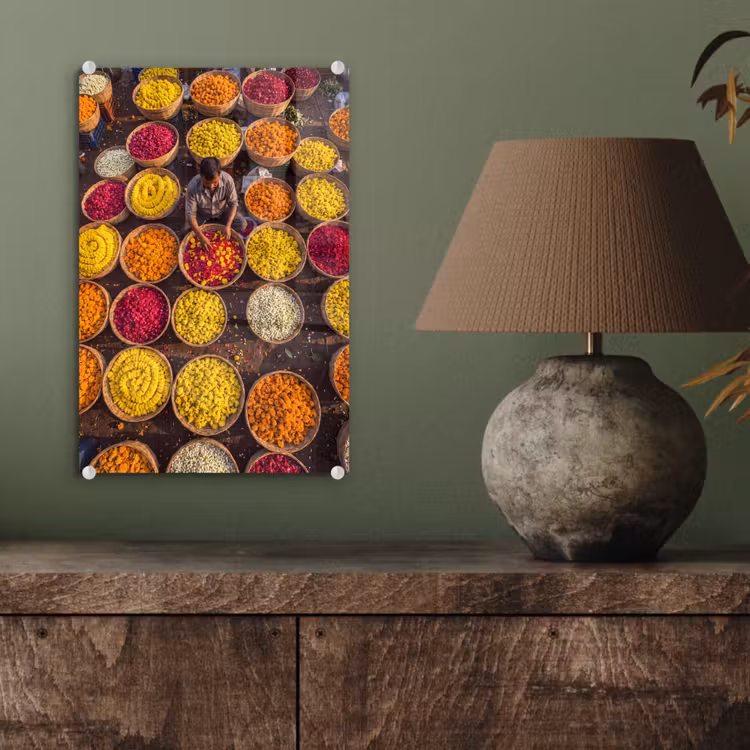 Glas schilderij - Bloemen - Markt - Kleurrijk — 4
