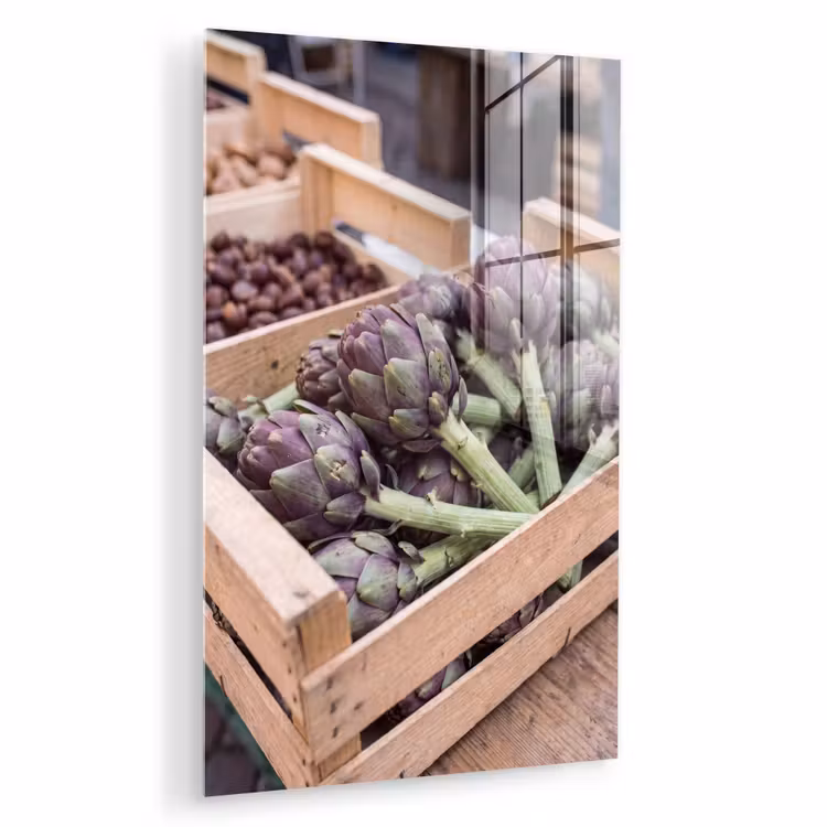 Glas schilderij - Groenten - Markt - Vers — 1