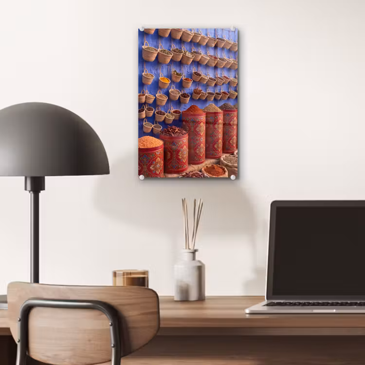 Glas schilderij - Kruiden - Manden - Markt — 7