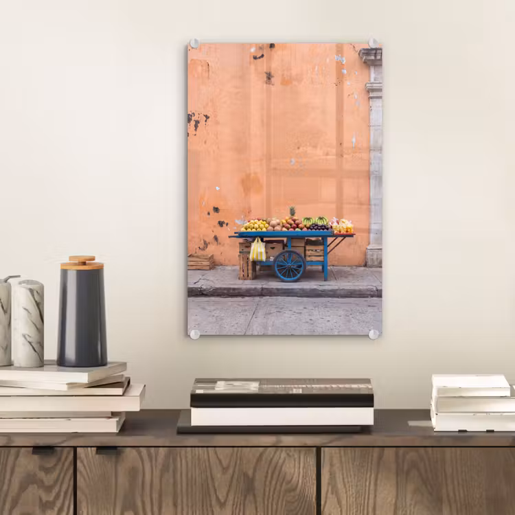 Glas schilderij - Fruit - Kar - Straat — 2