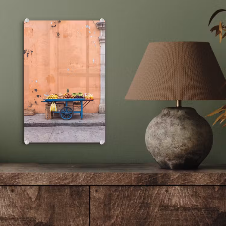 Glas schilderij - Fruit - Kar - Straat — 4