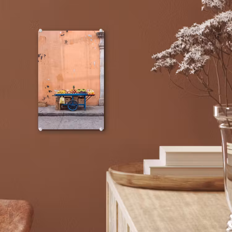 Glas schilderij - Fruit - Kar - Straat — 6