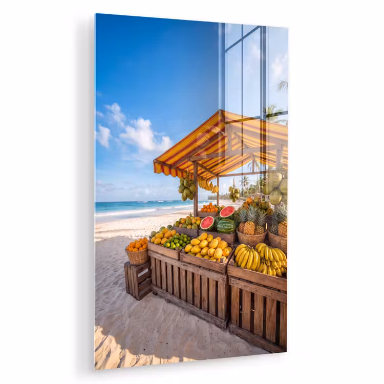 Glas schilderij - Fruit - Strand - Tropisch — 1