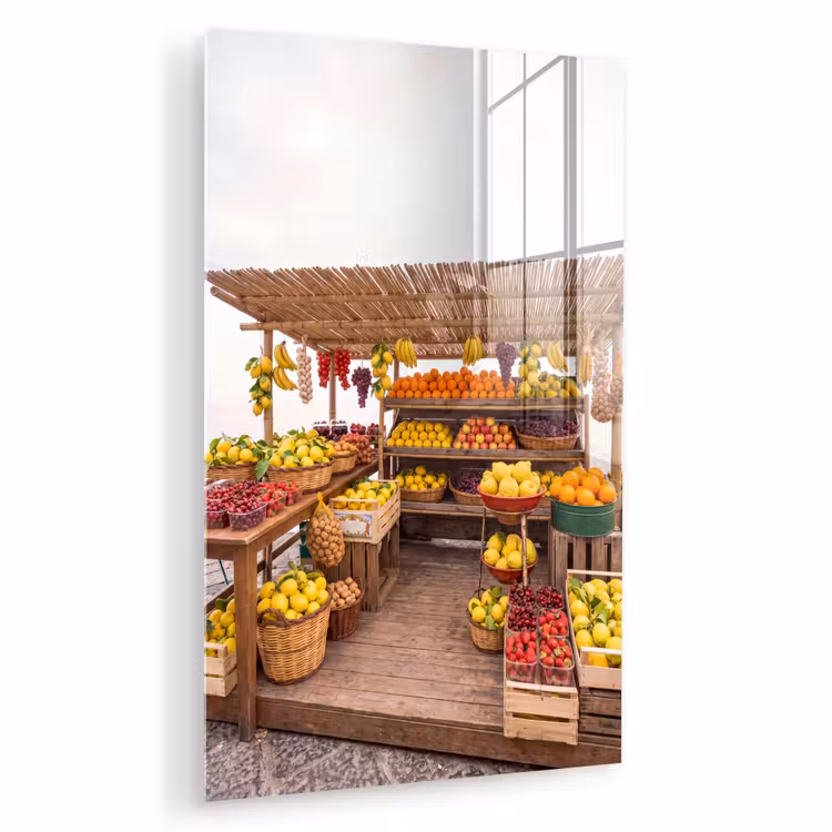 Glas schilderij - Marktkraam - Fruit - Vers — 1