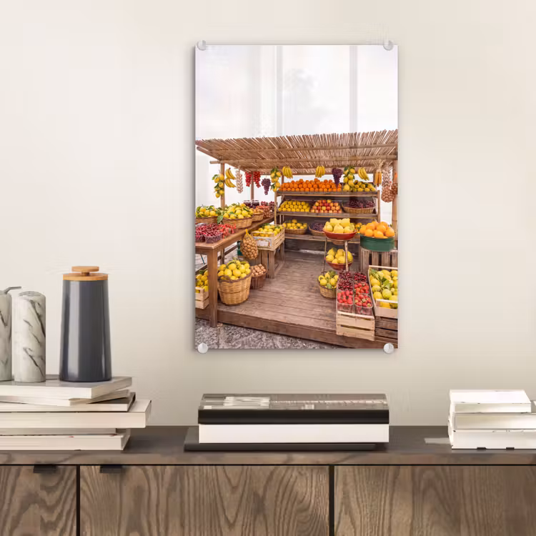 Glas schilderij - Marktkraam - Fruit - Vers — 2