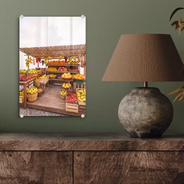 Glas schilderij - Marktkraam - Fruit - Vers — 4