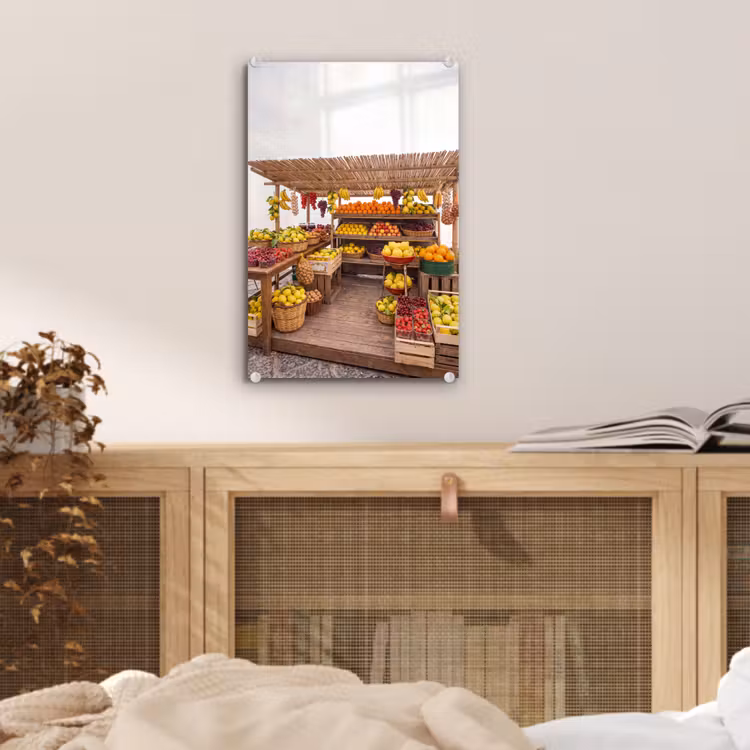 Glas schilderij - Marktkraam - Fruit - Vers — 5
