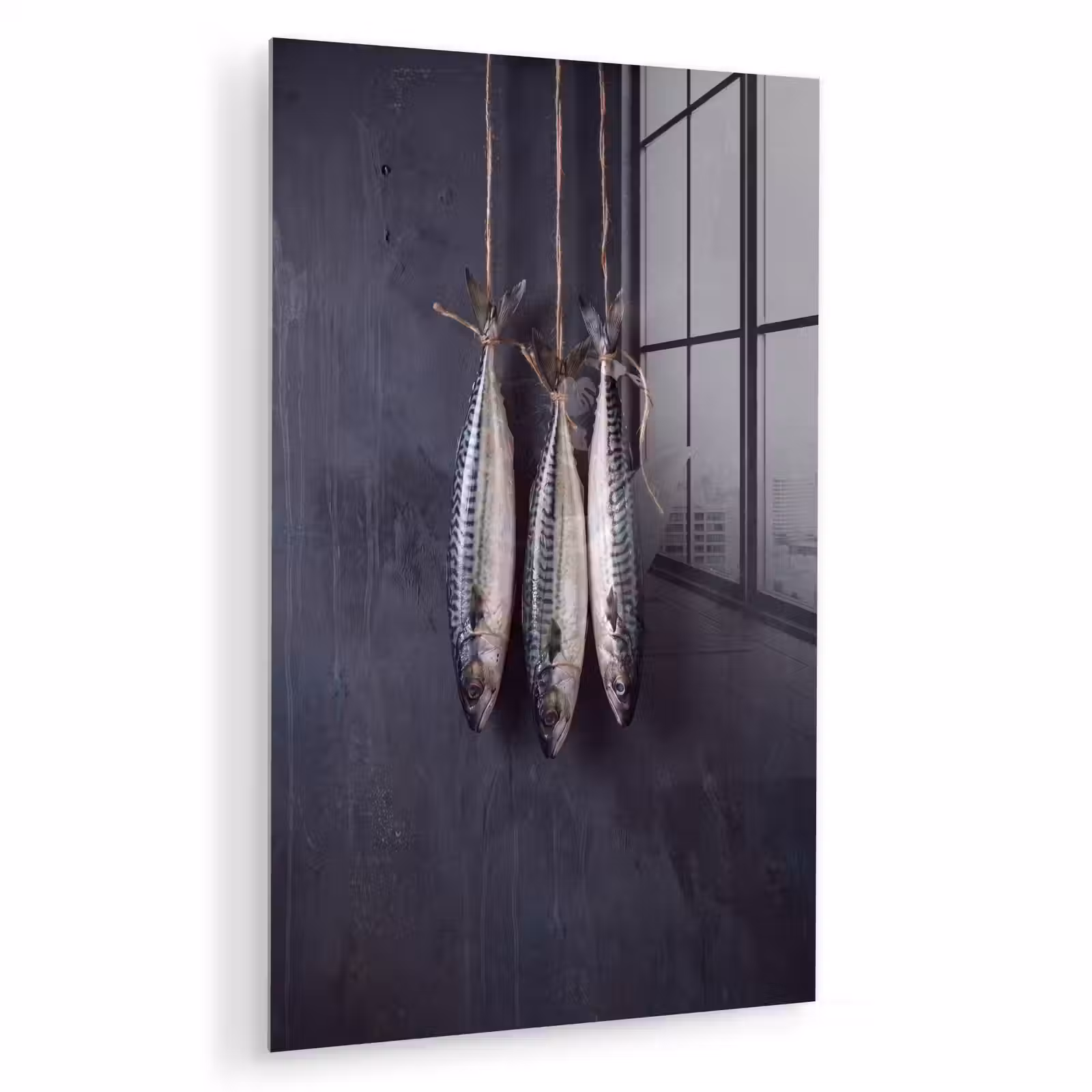 Glas schilderij - Drie vissen - Touw — 1
