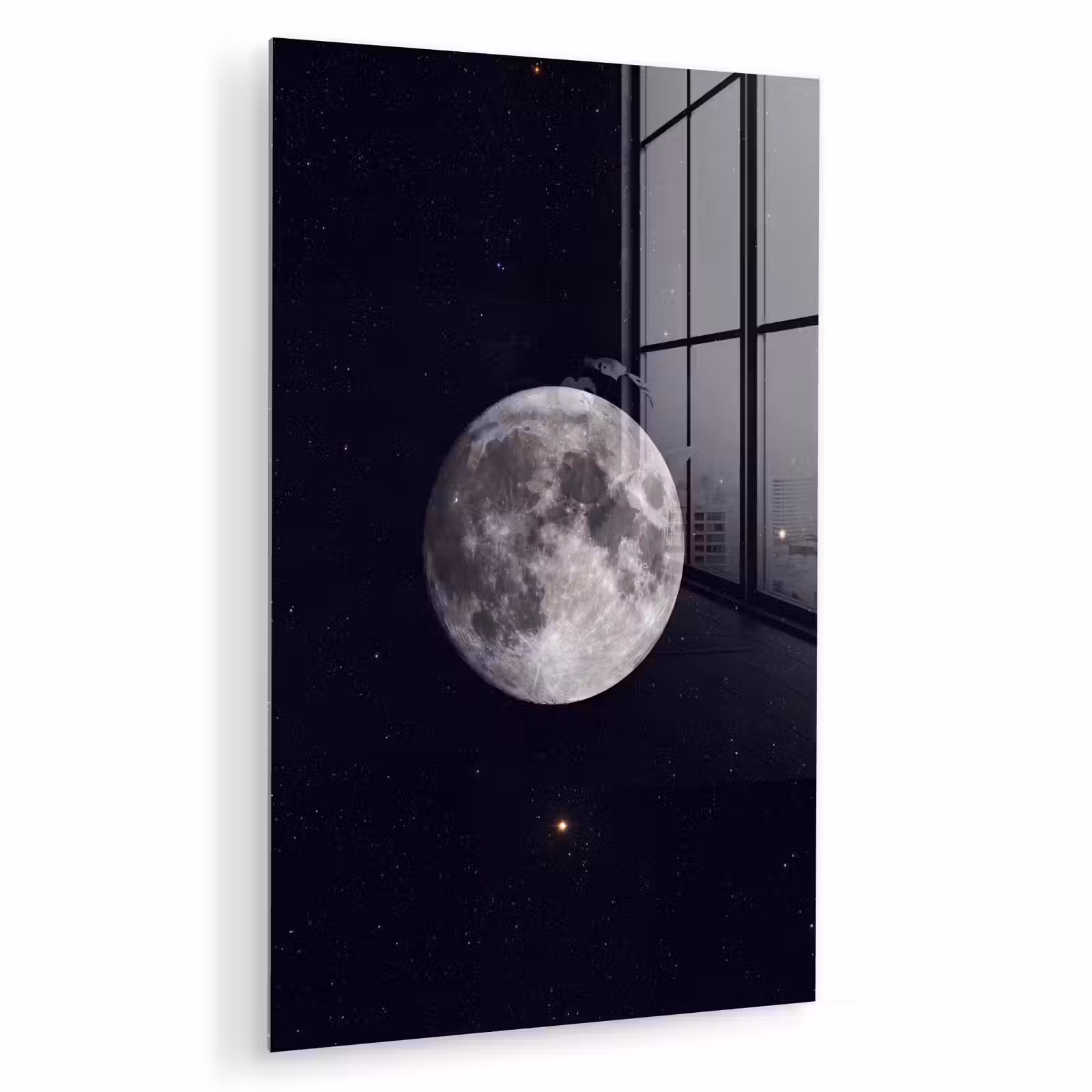 Glas schilderij - Maan - Sterren - Ruimte — 1