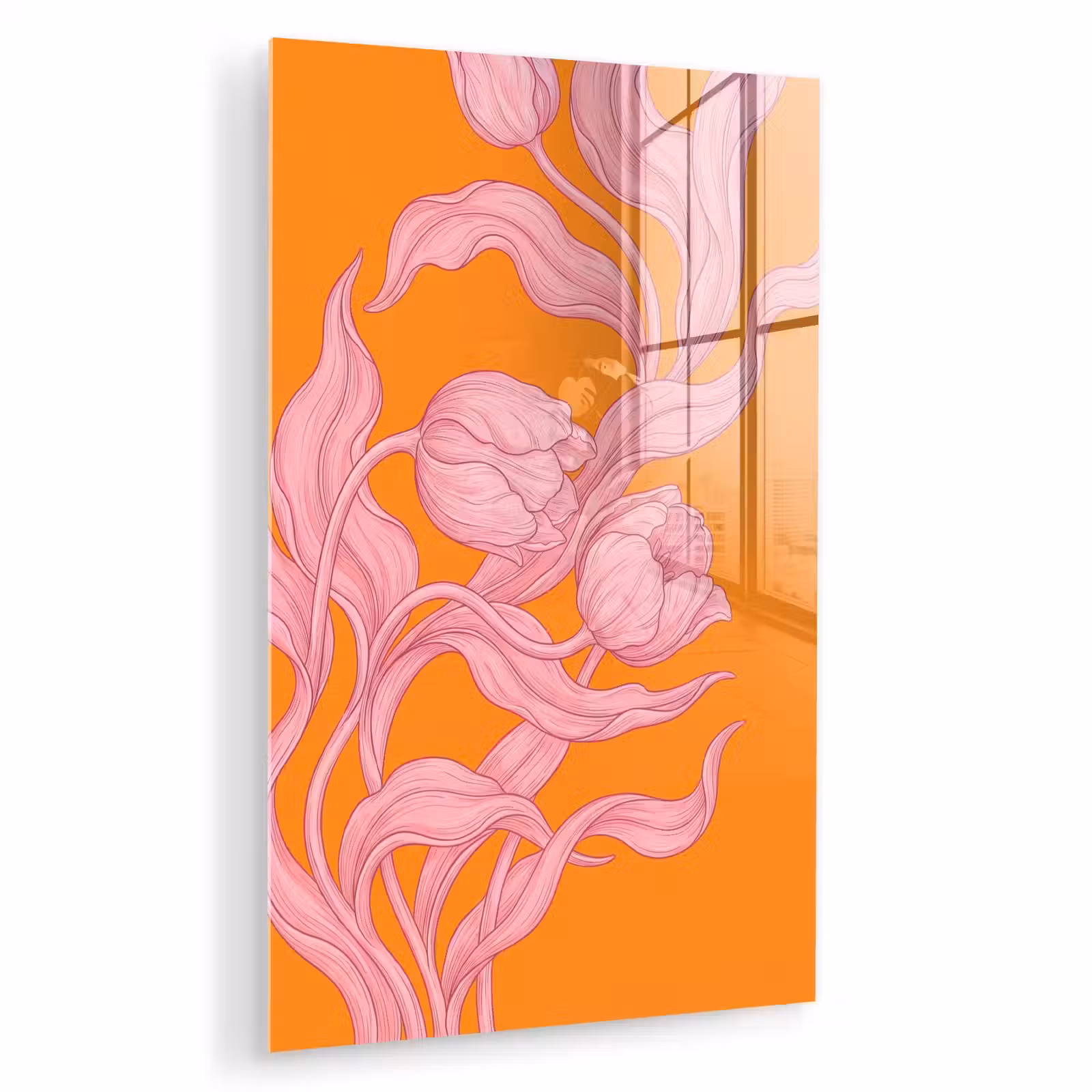 Glas schilderij - Roze bloemen - Modern — 1