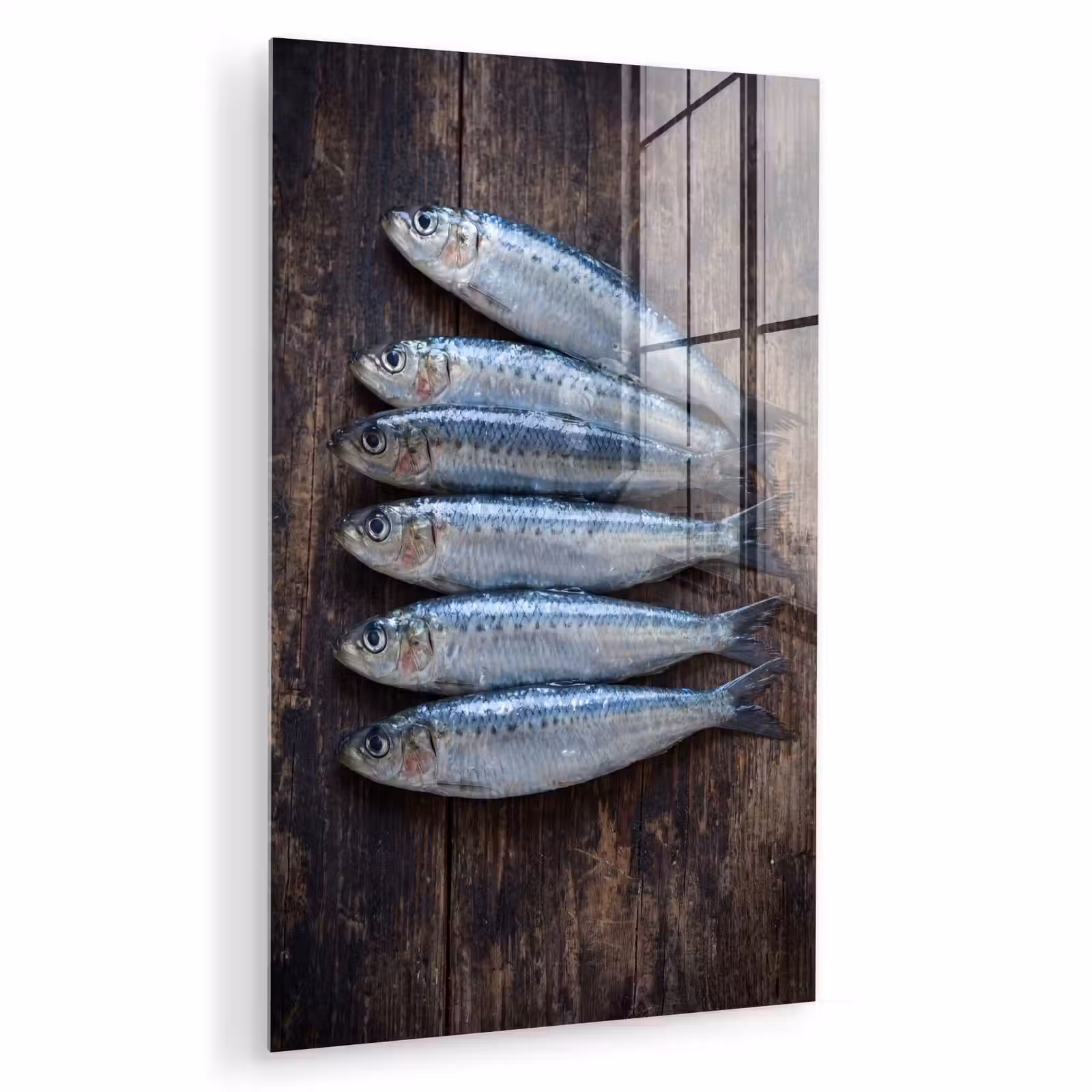 Glas schilderij - Vis - Hout - Eten — 1