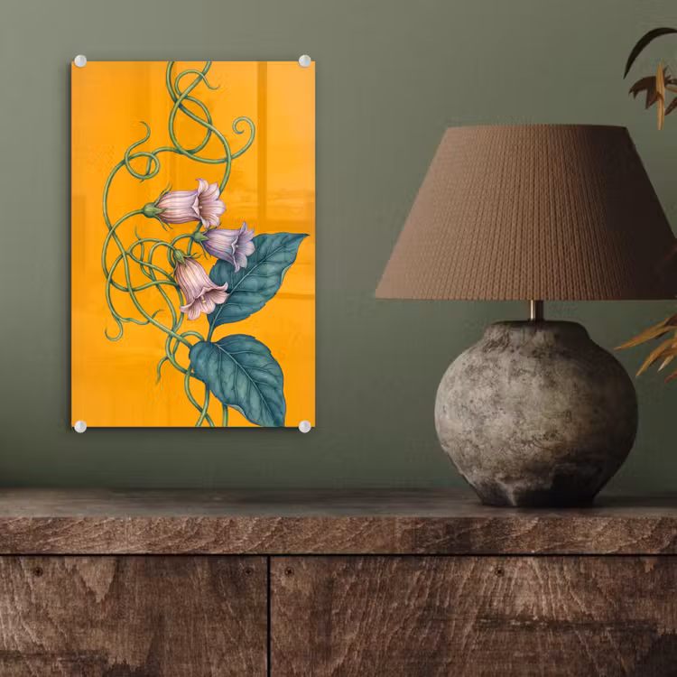 Glas schilderij - Bloemen - Botanisch - Geel — 4