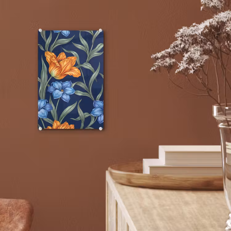 Glas schilderij - Bloemen - Botanisch - Patroon — 6