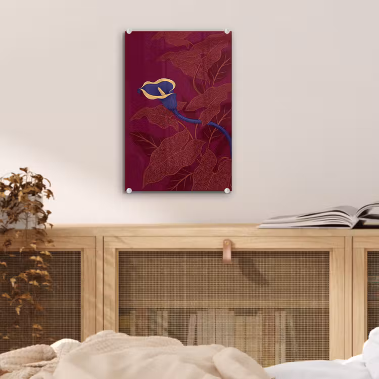 Glas schilderij - Bloemen - Modern - Paars — 5