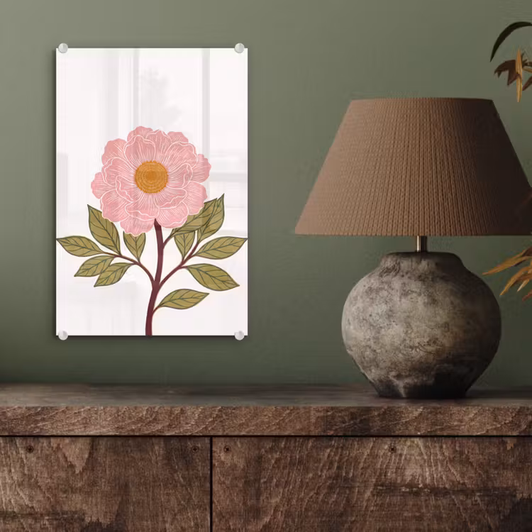 Glas schilderij - Bloemen - Roze - Illustratie — 4
