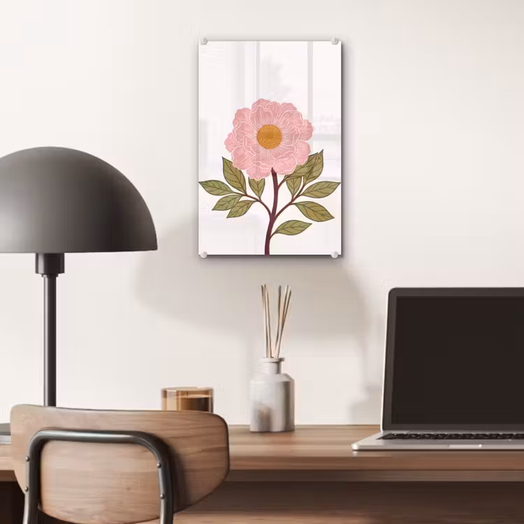 Glas schilderij - Bloemen - Roze - Illustratie — 7