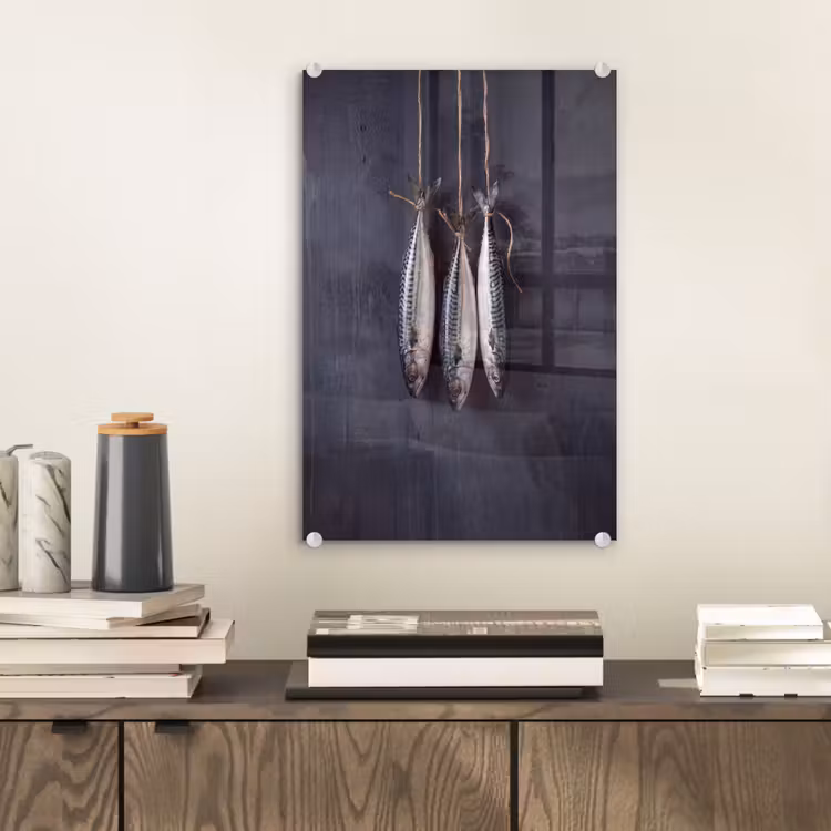 Glas schilderij - Drie vissen - Touw — 2