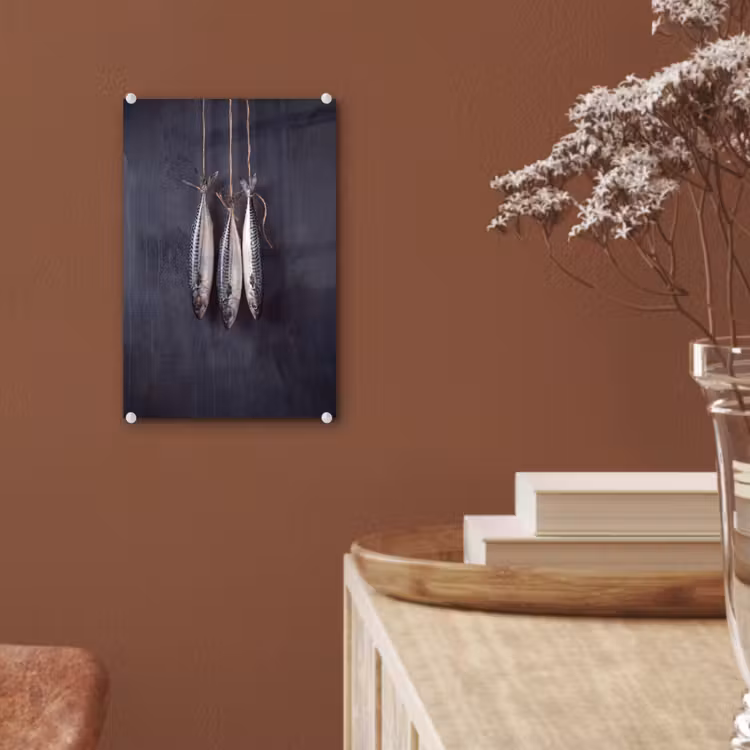 Glas schilderij - Drie vissen - Touw — 6