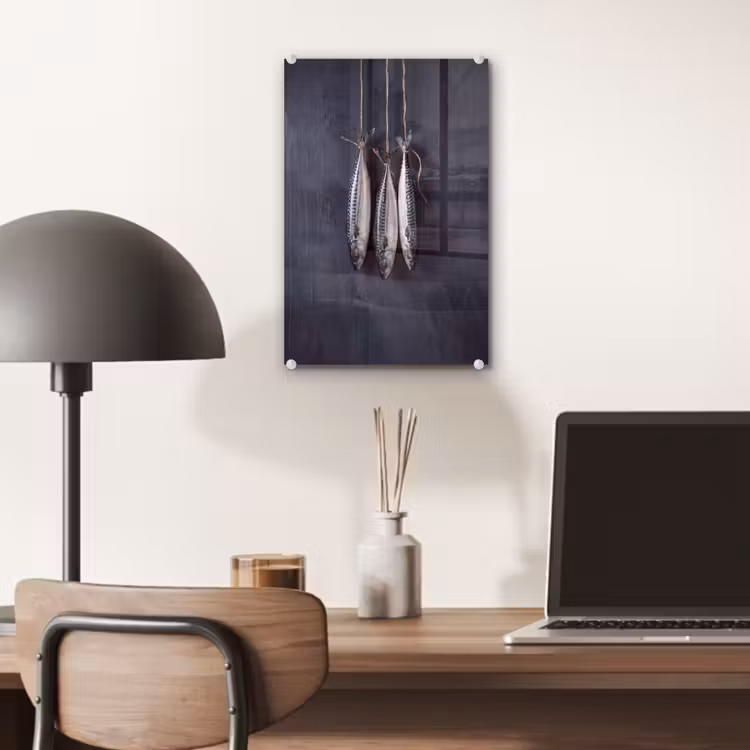 Glas schilderij - Drie vissen - Touw — 7