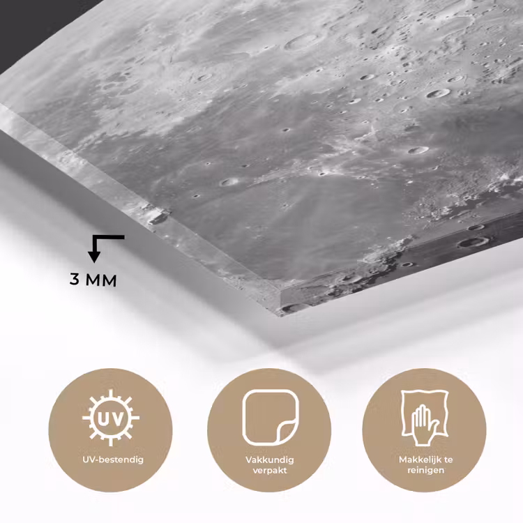 Glas schilderij - Maan - Kraters - Ruimte — 3