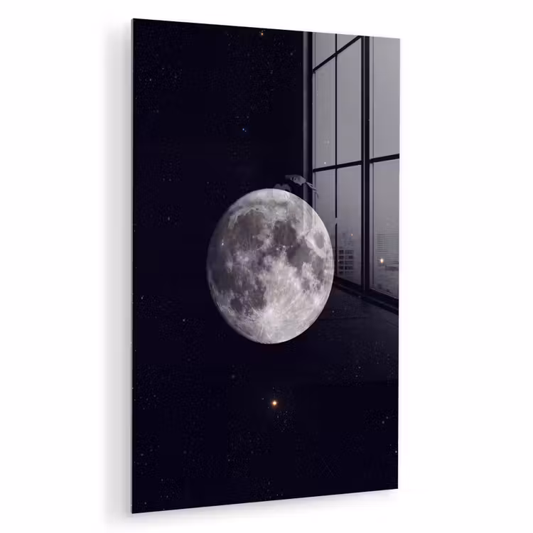 Glas schilderij - Maan - Sterren - Ruimte — 1