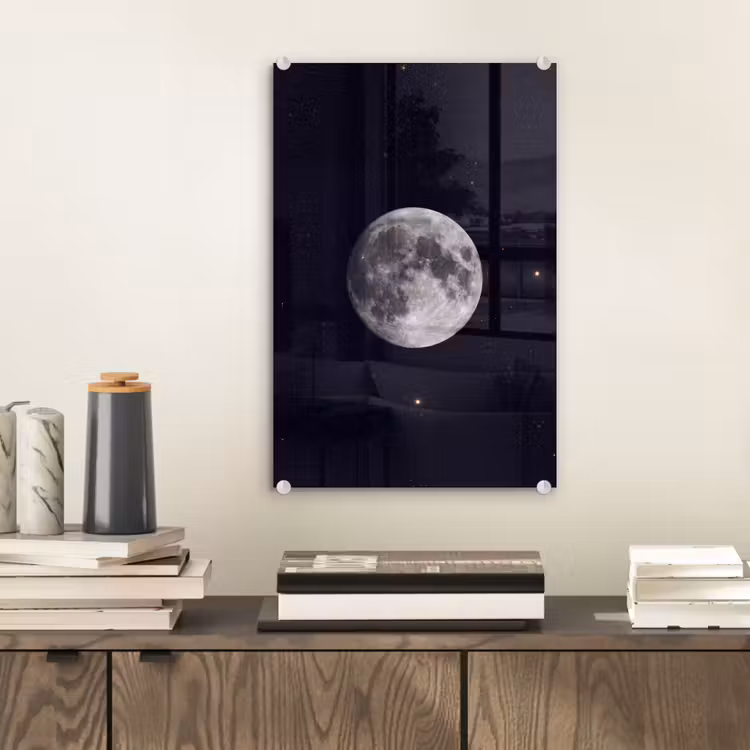 Glas schilderij - Maan - Sterren - Ruimte — 2