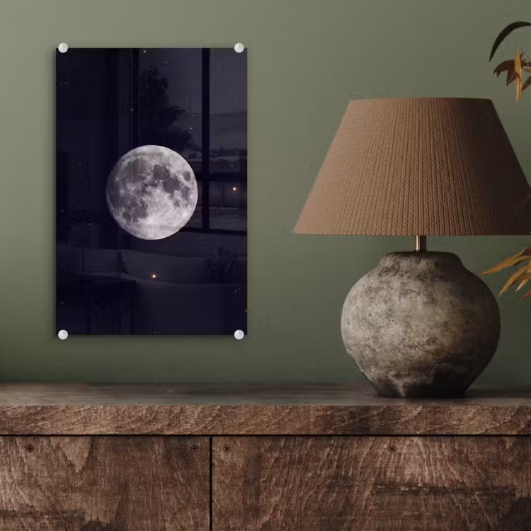 Glas schilderij - Maan - Sterren - Ruimte — 4