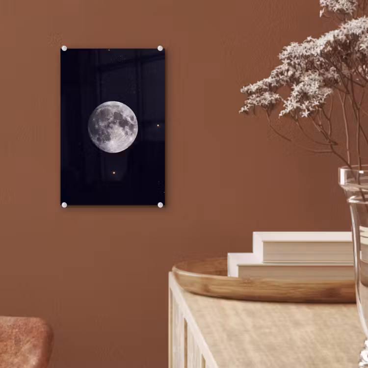 Glas schilderij - Maan - Sterren - Ruimte — 6