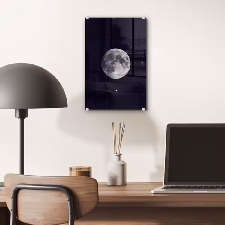 Glas schilderij - Maan - Sterren - Ruimte — 7