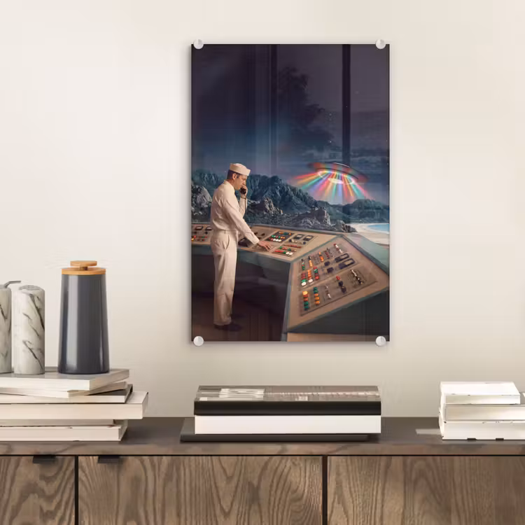 Glas schilderij - Man - Controlekamer - Strand — 2