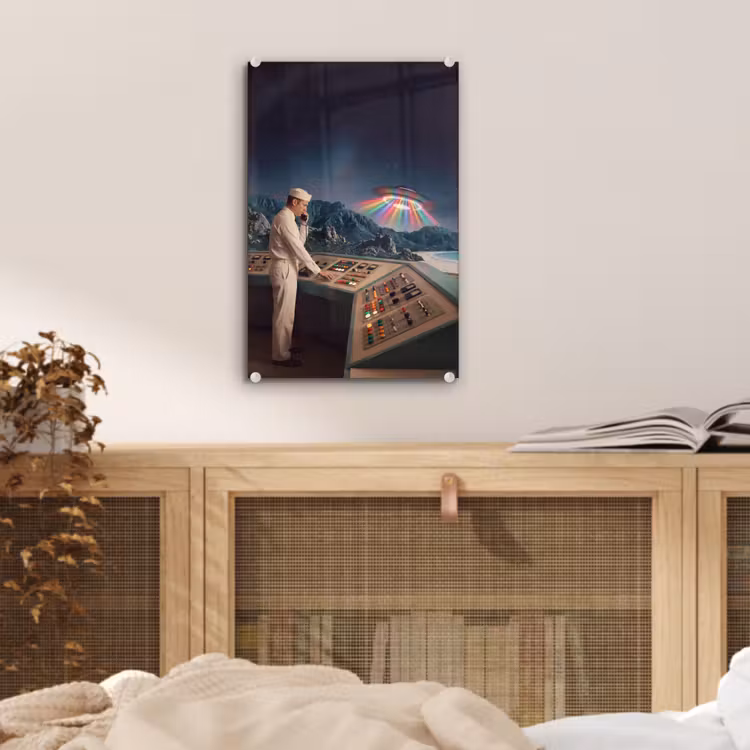 Glas schilderij - Man - Controlekamer - Strand — 5