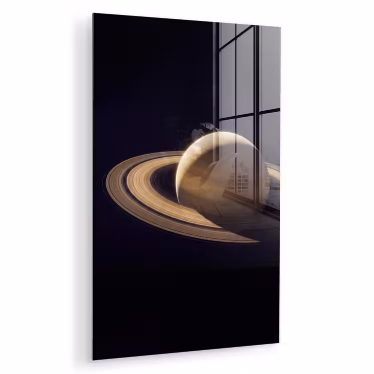 Glas schilderij - Planeet - Ringen - Ruimte — 1