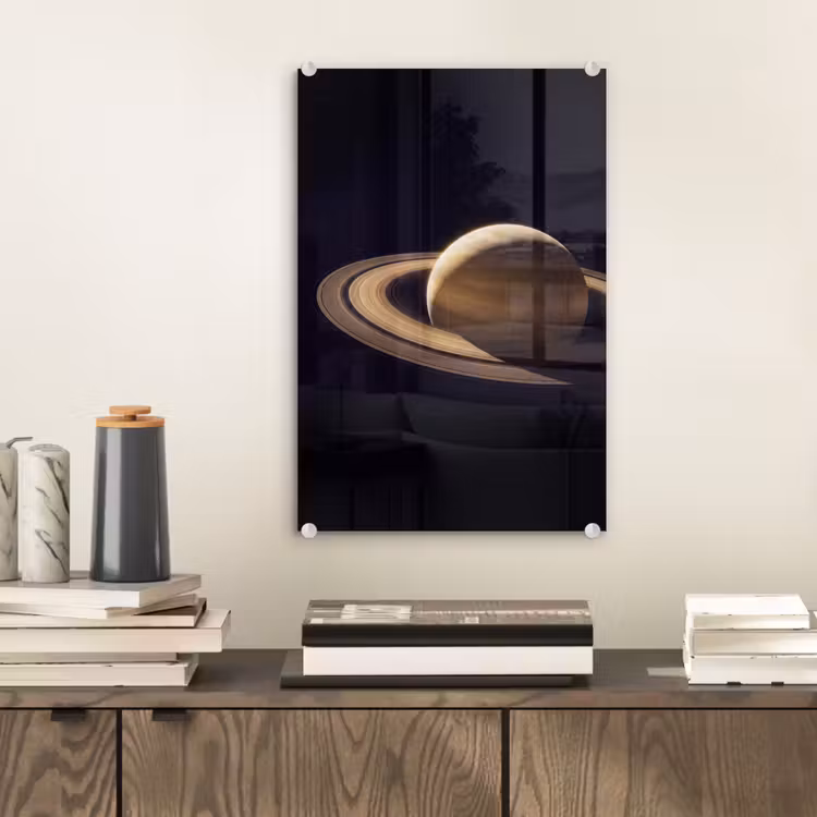 Glas schilderij - Planeet - Ringen - Ruimte — 2
