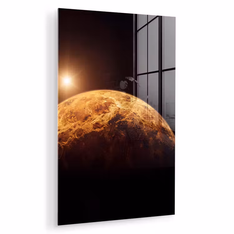 Glas schilderij - Planeet - Ruimte - Oranje — 1