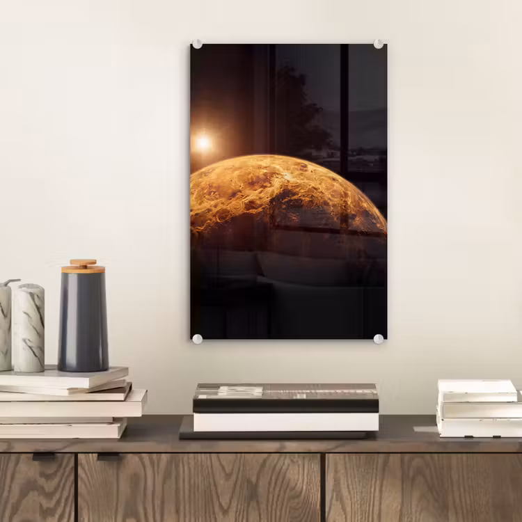 Glas schilderij - Planeet - Ruimte - Oranje — 2
