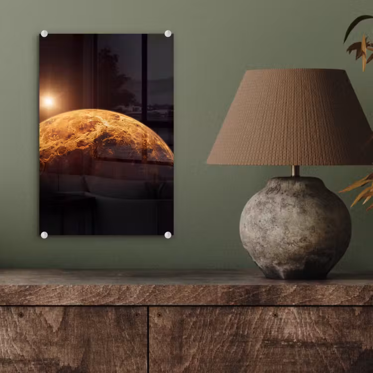 Glas schilderij - Planeet - Ruimte - Oranje — 4