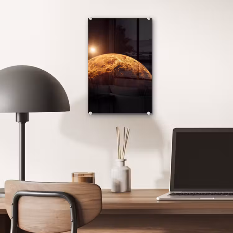 Glas schilderij - Planeet - Ruimte - Oranje — 7