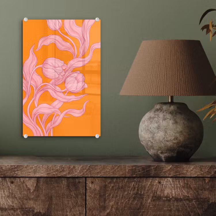 Glas schilderij - Roze bloemen - Modern — 4