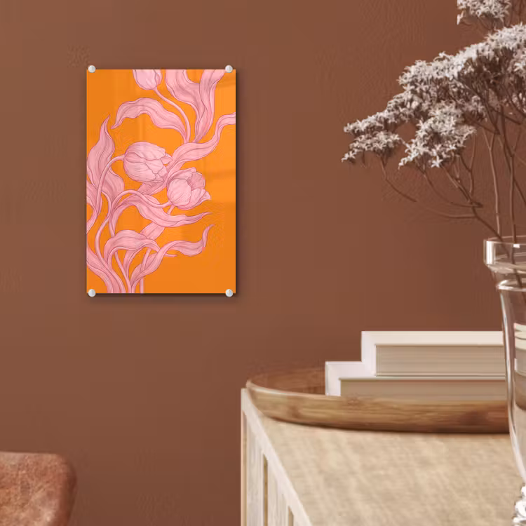 Glas schilderij - Roze bloemen - Modern — 6
