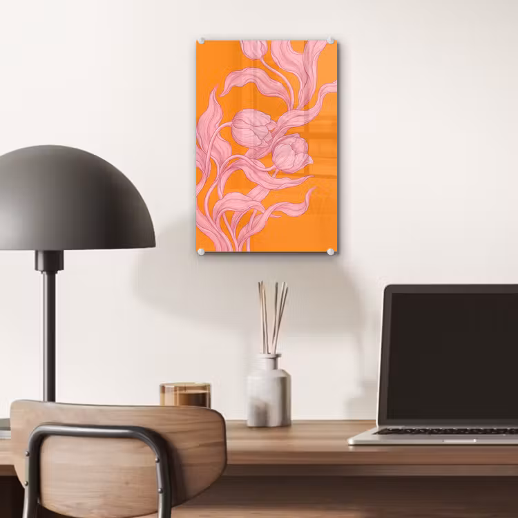 Glas schilderij - Roze bloemen - Modern — 7