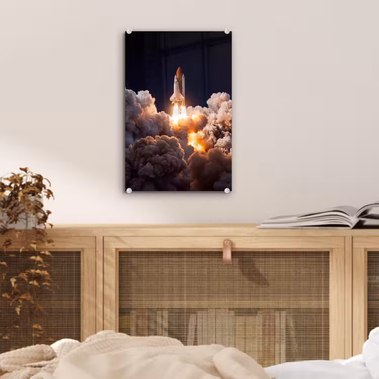 Glas schilderij - Ruimtevaartuig - Lancering - Sterren — 5