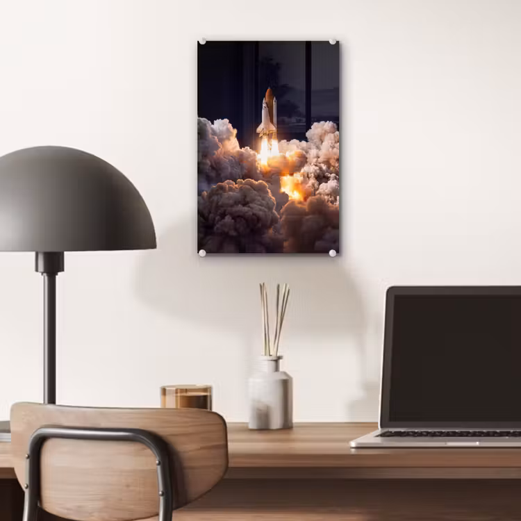 Glas schilderij - Ruimtevaartuig - Lancering - Sterren — 7