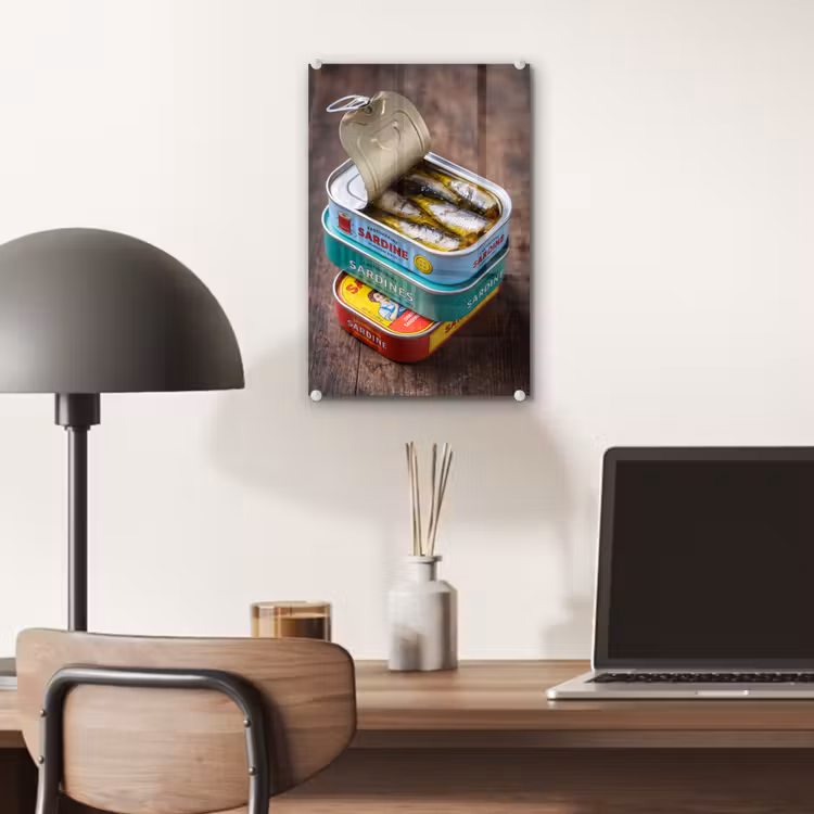 Glas schilderij - Vis - Blikjes - Keuken — 7