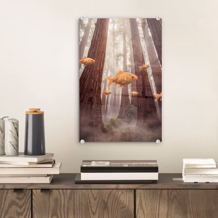 Glas schilderij - Vis - Bos - Fantasie — 2