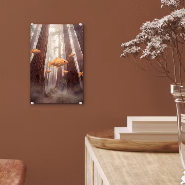 Glas schilderij - Vis - Bos - Fantasie — 6
