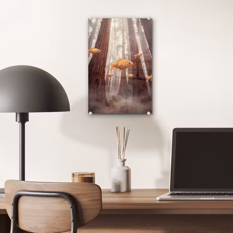 Glas schilderij - Vis - Bos - Fantasie — 7