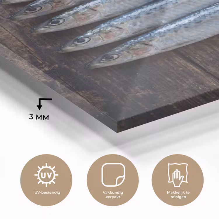 Glas schilderij - Vis - Hout - Eten — 3
