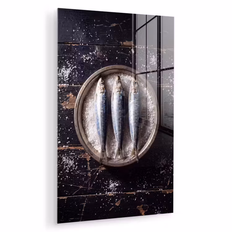 Glas schilderij - Vis - Zout - Eten — 1