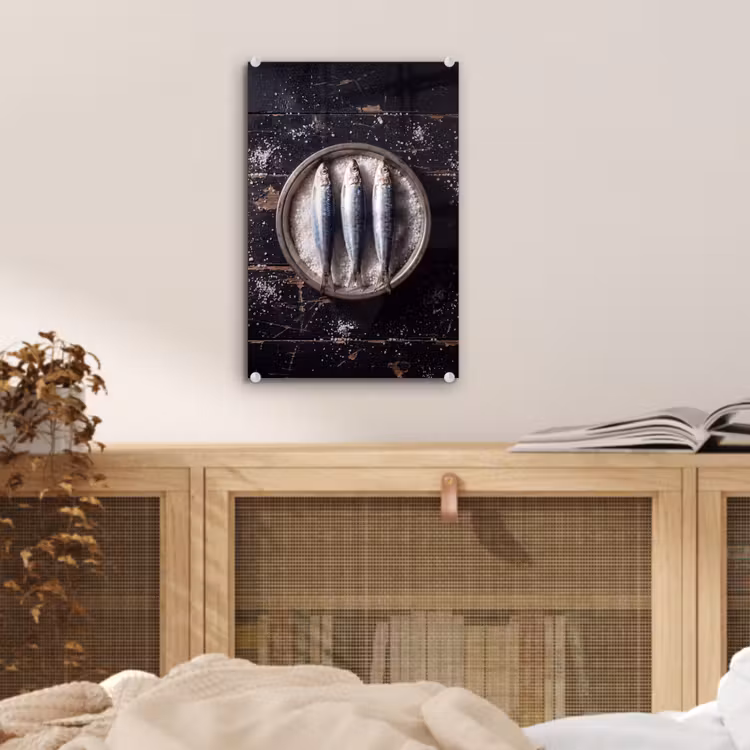 Glas schilderij - Vis - Zout - Eten — 5