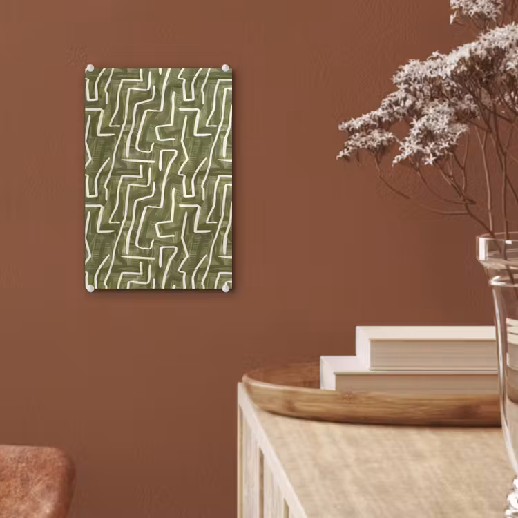 Glas schilderij - Groen - Abstract - Penseelstreken - Patroon — 6